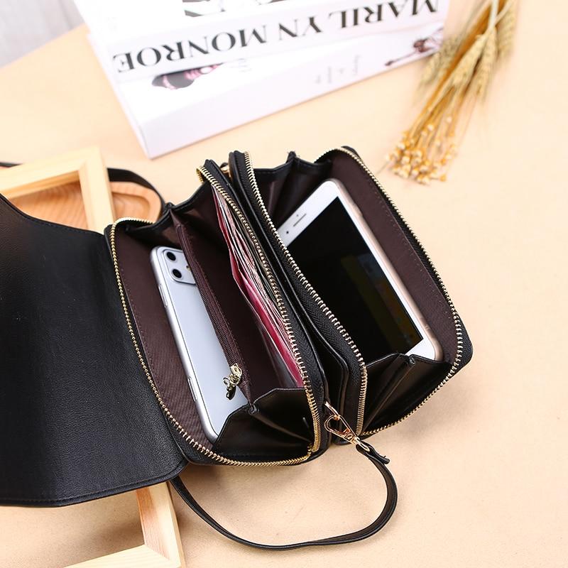 Ladies High Quality Ladies PU Leather Vertical Purse Multifunctional Standard Clutch Messenger Bag Fashion Casual Bag
