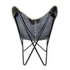 Black Leather Vintage Relax Arm Butterfly Chair Folding Seat Modern Sling Lounge