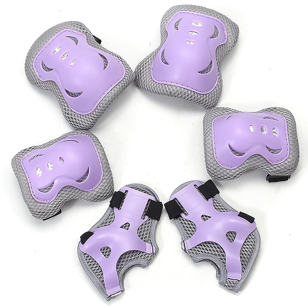 Protective Gear Set for and Roller and Knee Guards with Velcro Injury and Cute 6-Piece Kids' Bicycles, Skateboards, Skates, Elbow, Wrist, Closure,