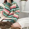 Striped Thicken Winter Sweater Women Autumn Fashion Colorful Oversized Jumpers O Neck Long Sleeve Loose Pullovers