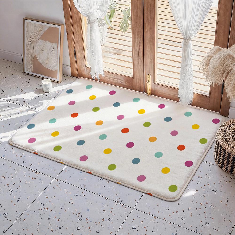 Print P PolkaDot Floor Mat Eco Flannel Doormat Non Slip Odorless Indoor Floor Rug Soft Short Plush Home Mat