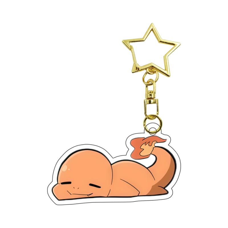 Акриловый брелок для аниме Torchic Rowlet Chikorita Cyndaquil Chespin Snivy Charmander Самодельный акриловый брелок-застежка для ключей Брелок