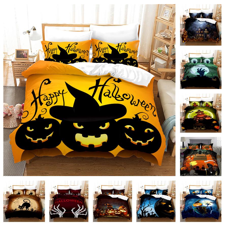 3D Halloween Bedding Set Pumpkin Ghost Quilt Cover Pillow Case 2 or 3 Pieces DE135 * 200 Halloween Atmosphere Decoration Soft Home Decoration