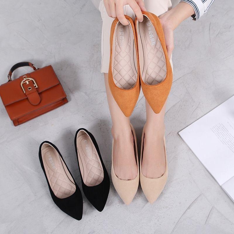 Fashion Shoes for Women Pointed Toe Office Slip-on Black Sexy Woman Flats Korean Style Shoe Luxury Brand Offer Comfortable and Elegant A