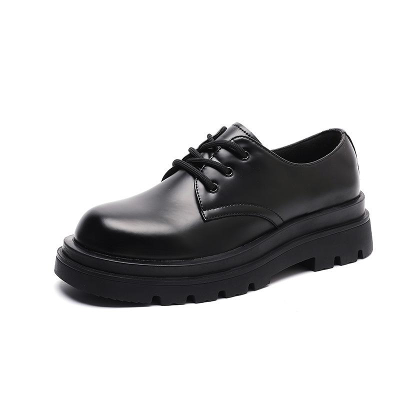 Quality Men Cow Leather Platform Oxfords Lace Up Thick Tottom Black Working Male Derby Shoes Waterproof Formal Dress Shoes