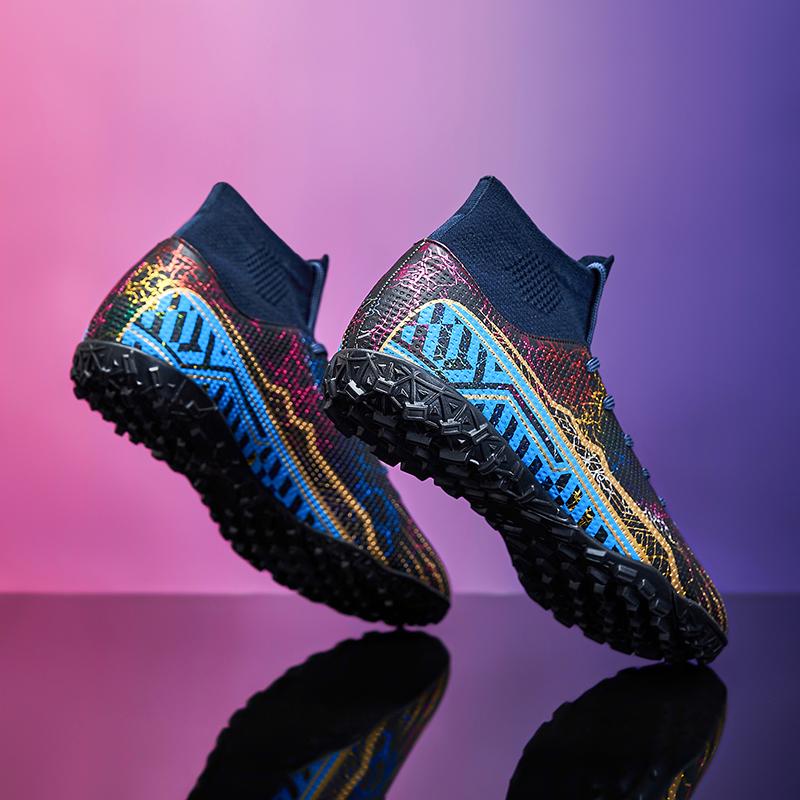 Молодежные и взрослые новые качественные амортизирующие противоскользящие и износостойкие высокие кеды с короткими шипами для уличного футбола и спортивной обуви