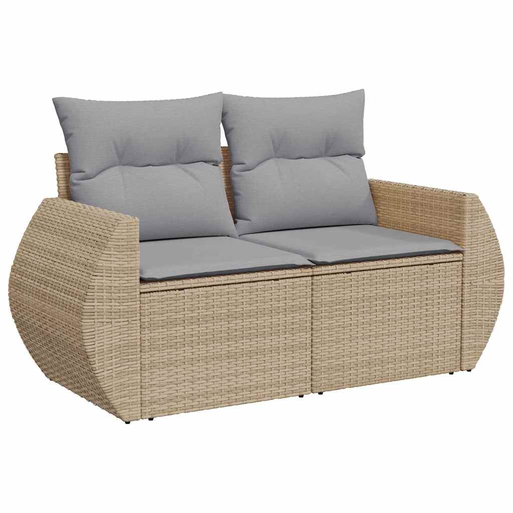 Garden Sofa Set 9 pcs Beige Poly Rattan