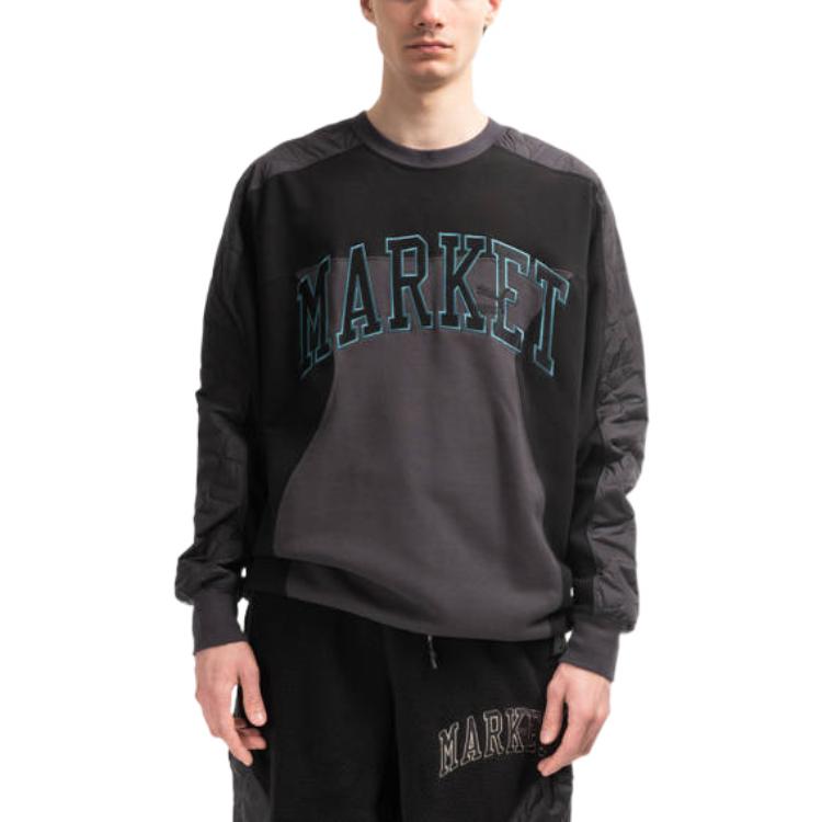 Puma Толстовка с круглым вырезом и длинным рукавом X Market Color Block Letter Appliqué Мужская толстовка черного цвета 536086-85