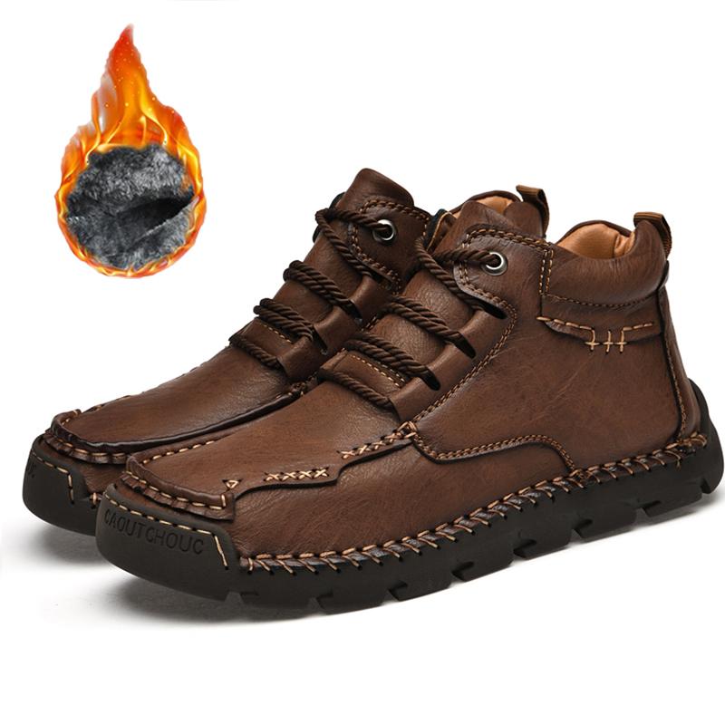 Handmade Split Leather Boots Men Shoes Comfortable Ankle Boots for Men Casual Shoes Large Size Tooling Shoes