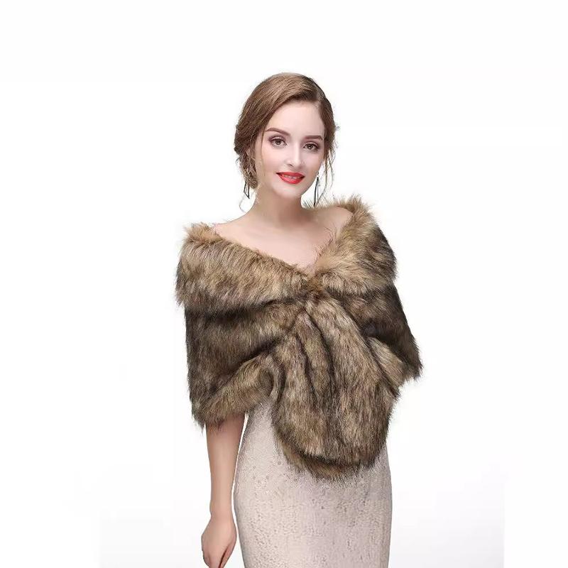 Женская теплая однотонная шаль из искусственного меха, мягкая удобная модная шаль из искусственного меха, накидка для свадебной вечеринки, синяя искусственная шерсть