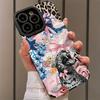 Leopard Floral Sheepskin Leather Phone Case For iPhone 17 16 16e Air 15 14 13 12 11 Pro XS Plus Max XR Camera Protect Shockproof