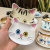 2 шт. Мини-сервировочные блюда Очаровательные тарелки для закусок Идеальный подарок на новоселье Керамическая мультяшная кошачья голова Подставка для кухонной ложки Милая