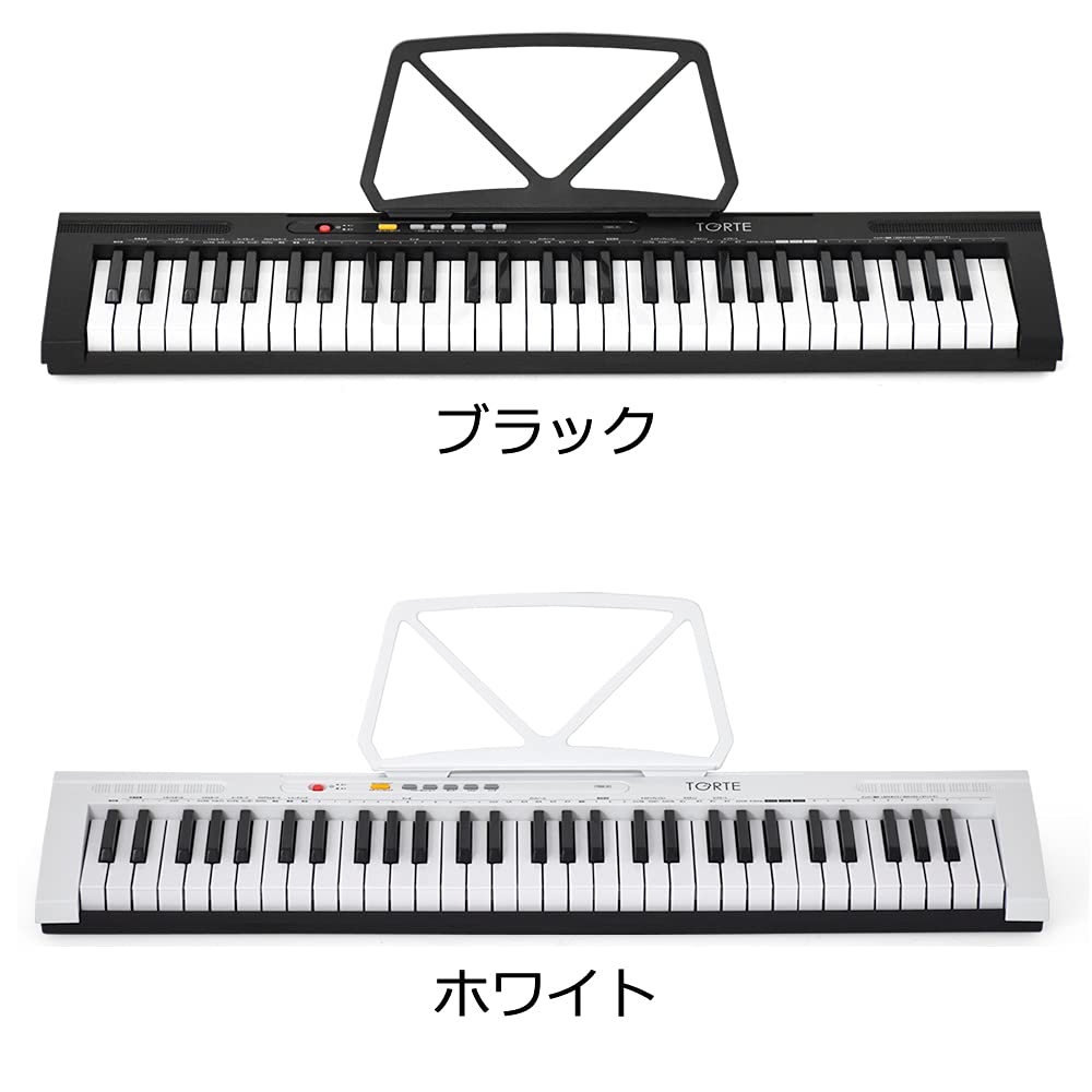 TORTE Electronic Keyboard 61 Keys Japanese Notation 300 Voices Lightweight Slim Design For Beginners Black TSDK-61/BK (Music Stand/Power