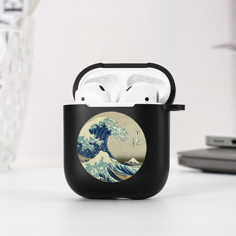 Мягкий черный силиконовый чехол для Apple Airpods Pro 3 2 1 The Great Wave of Kanagawa Bluetooth, беспроводные чехлы для наушников Airpod Cover