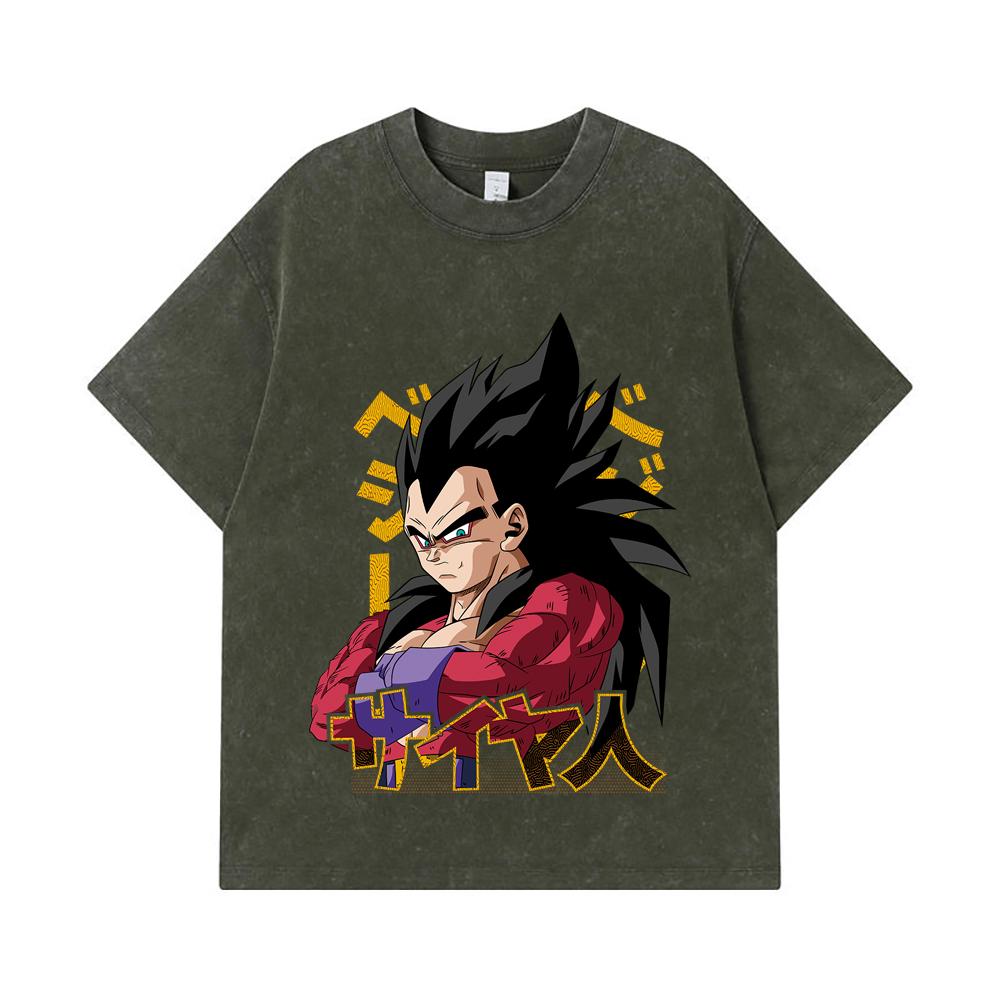 275 GSM Washed T-shirts 100% Cotton Dragon Ball V18 Goku Print Unisex Heavy Cotton T Shirt