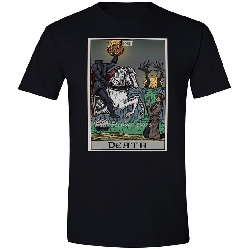 Unisex Cotton Tshirt Halloween Death Tarot Card Shirt The Legend Of Sleepy Hollow Headless Horseunisex Top Quality Tee Shirt
