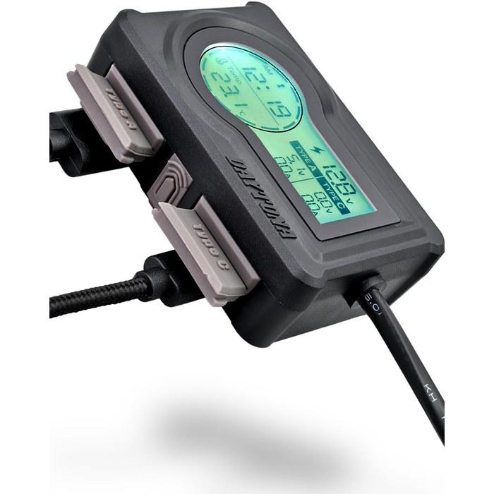 Daytona Motorcycle USB Power Supply, Waterproof Voltmeter, Radio Clock, Thermometer, USB-A+C PD3.0, 36W, Digital Multimeter 31578