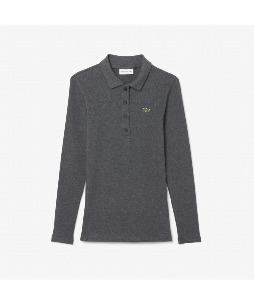 Женская футболка-поло LACOSTE в рубчик с длинным рукавом Df5281-55N 050