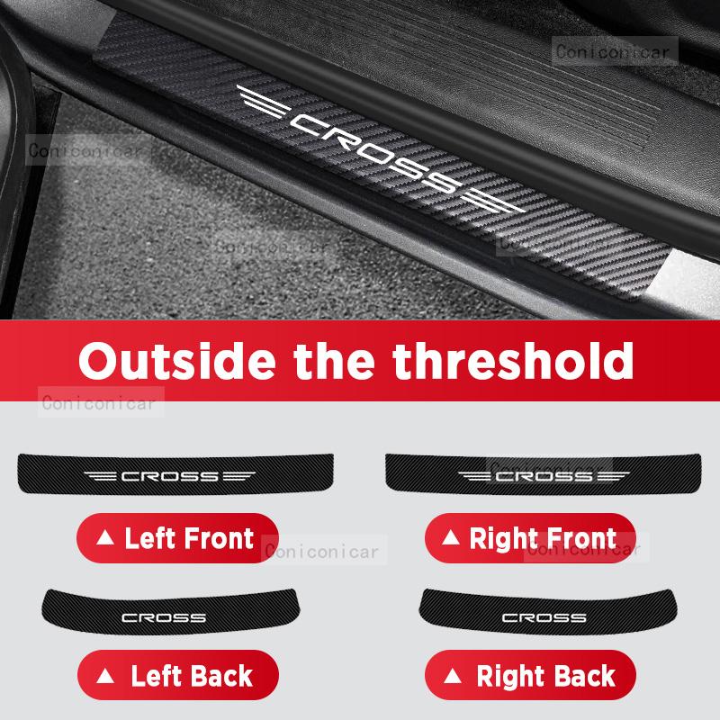Car Carbon Fiber Door Sill Sticker For TOYOTA COROLLA CROSS Hybrid 2022-2024 Threshold Pedal Anti-scratch Decoration Accessories