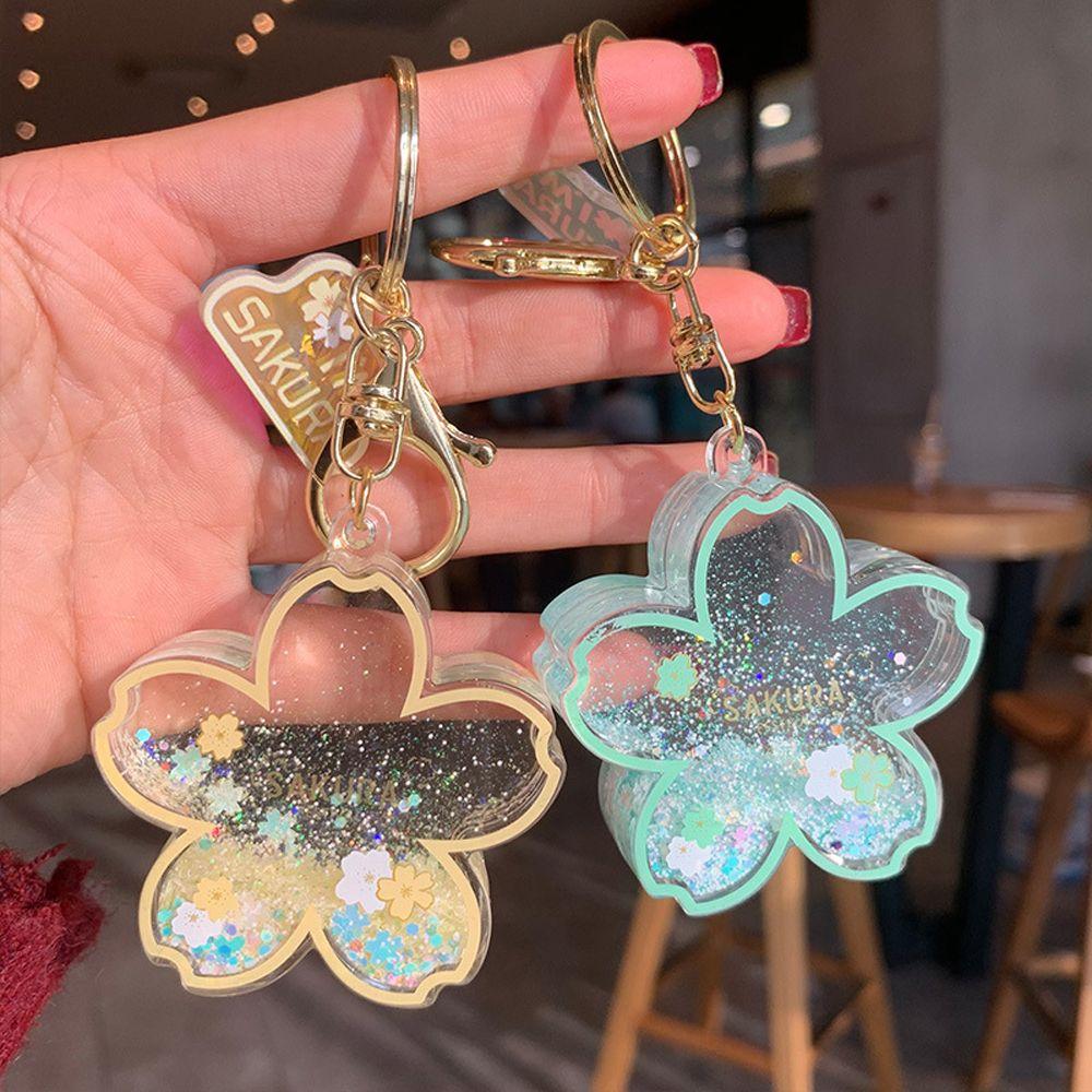 Брелок для ключей «Цветущая вишня» «Зыбучие пески в масле» Брелок для ключей «Сакура» «Жидкий плавающий брелок для ключей»