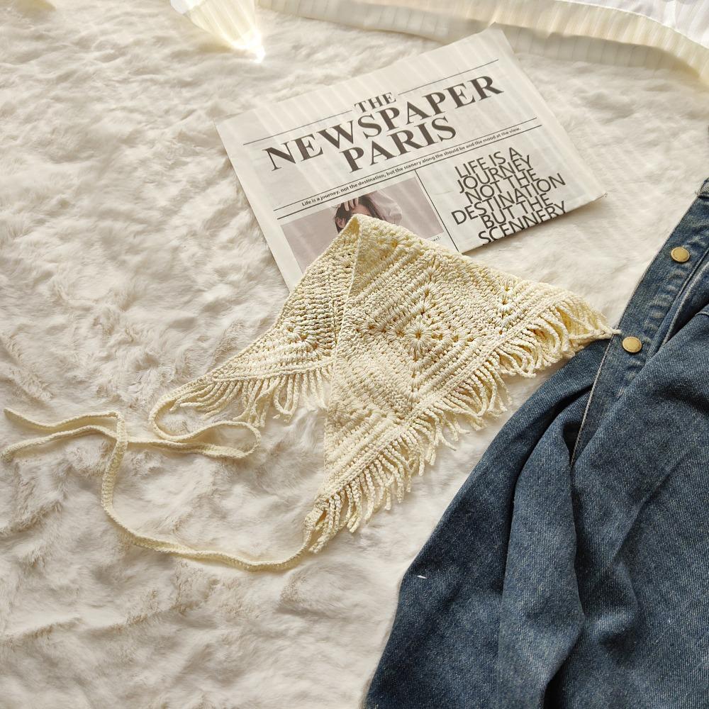 Flower Triangle Turban Floral Women Hair Scarf Sweet Crochet Bandana Travel