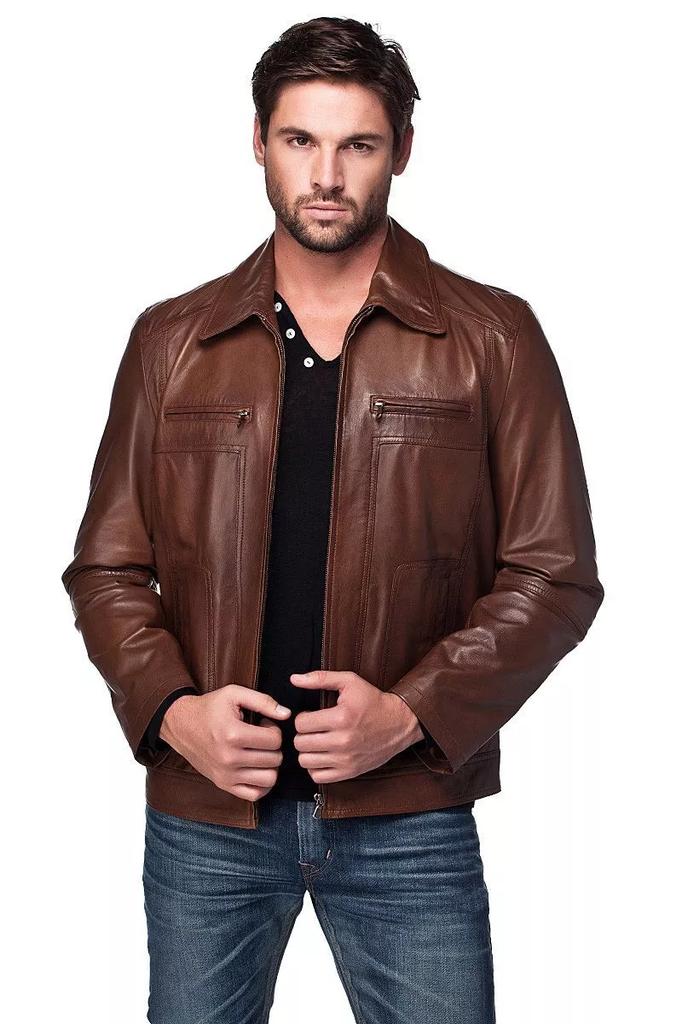 Lambskin Handmade Pure Leather Brown Stylish Jacket Men Motorcycle Festive Halloween Biker