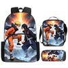 Набор из 3 предметов Школьный рюкзак NARUTO с передним карманом, Сумка для ланча и Пенал, Легкий и прочный для мальчиков и девочек от 6 до 10 лет