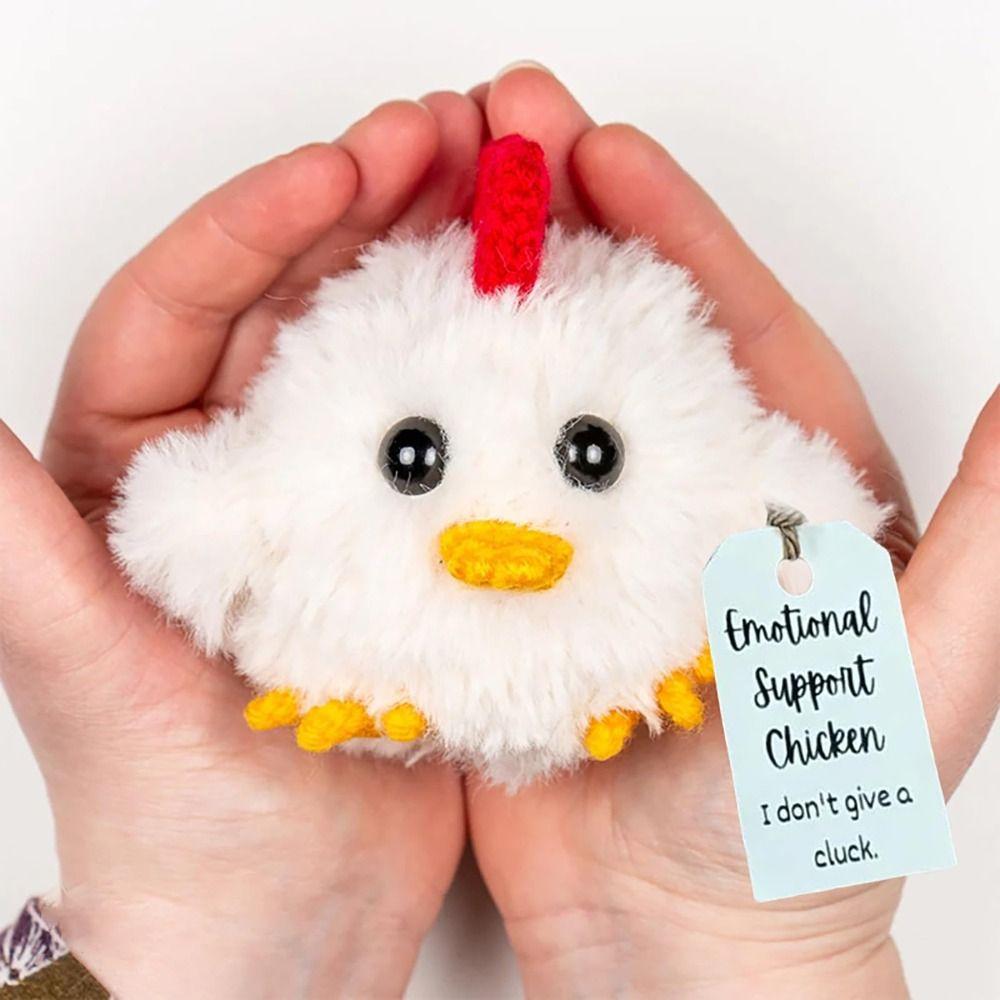 Cute Positive Knitting Chicken Doll Handmade Plush Animal Figures for Friends Kids
