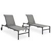 VidaXL Set of 2 Sun Loungers with Table, Sunbed, Patio Deck Chair, Outdoor Garden Seat, Textilene 316828