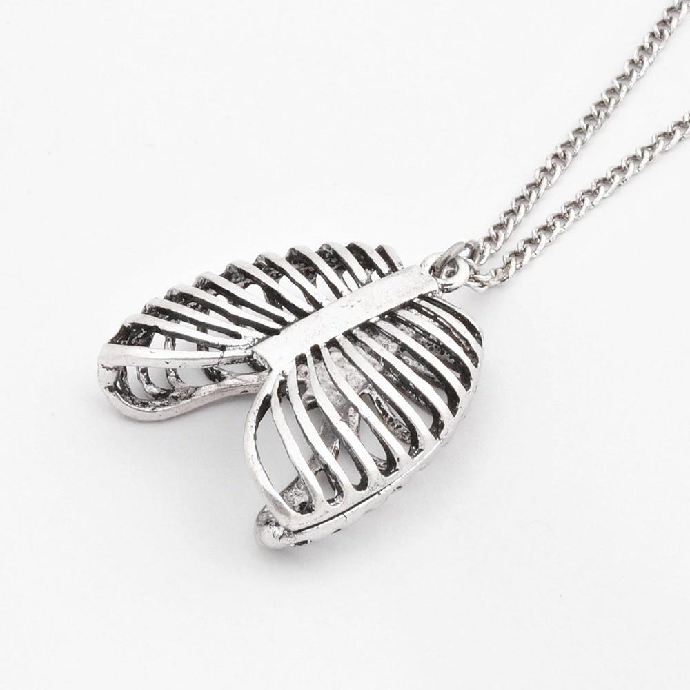 Fashion Gothic Vinage Rib Cage Necklace Anatomical Skeleton Heart Goth Punk Unique Retro Pendant Necklace Jewelry for Men/women