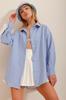 Women's Shirt New Season Fashion Steel Blue Oversize Long Woven Shirt