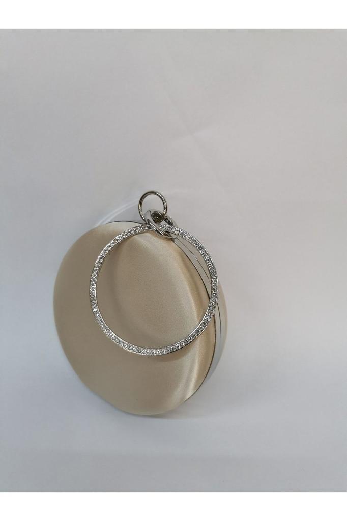 Women's Stylish and Useful Evening Dress Bag Women's Satin Saks Blue Round Evening Dress Clutch Portfolio Bag