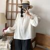 Johnature Simple Women Tops Shirts Spring Summer Casual Vintage Solid Color Loose Button Pleated Women Blouses