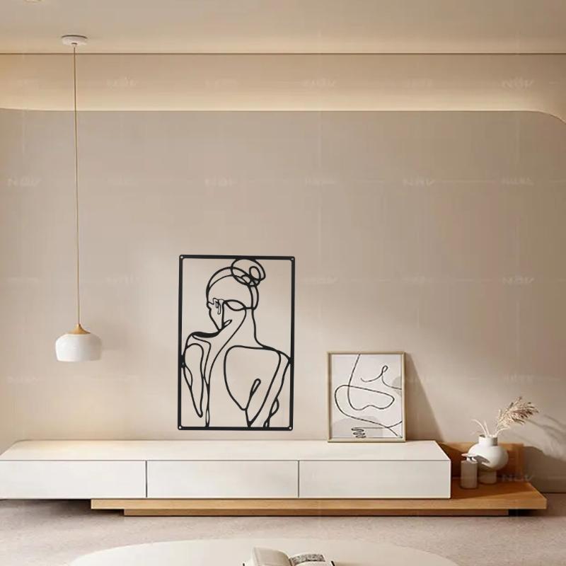 Metal Wall Painting Iron Wall Hanging Decoration Nordic Woman Silhouette Home Decor Macrame Wall Ledges Living Room Decor Gift