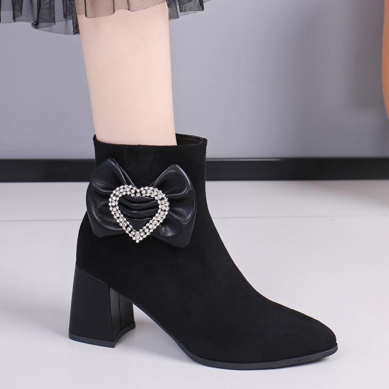 Ботильоны женские с острым носком и бантом на высоком каблуке, тренд 2025 года, роскошные брендовые массивные ботинки челси, туфли-лодочки Mujer Botas