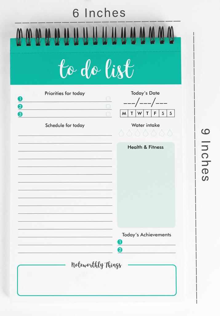 Inkdotpot Блокнот для списка дел – 6” X 9” бумажные канцелярские принадлежности, элегантный блокнот на спирали для списка дел, ежедневный контрольный список-(50 листов)