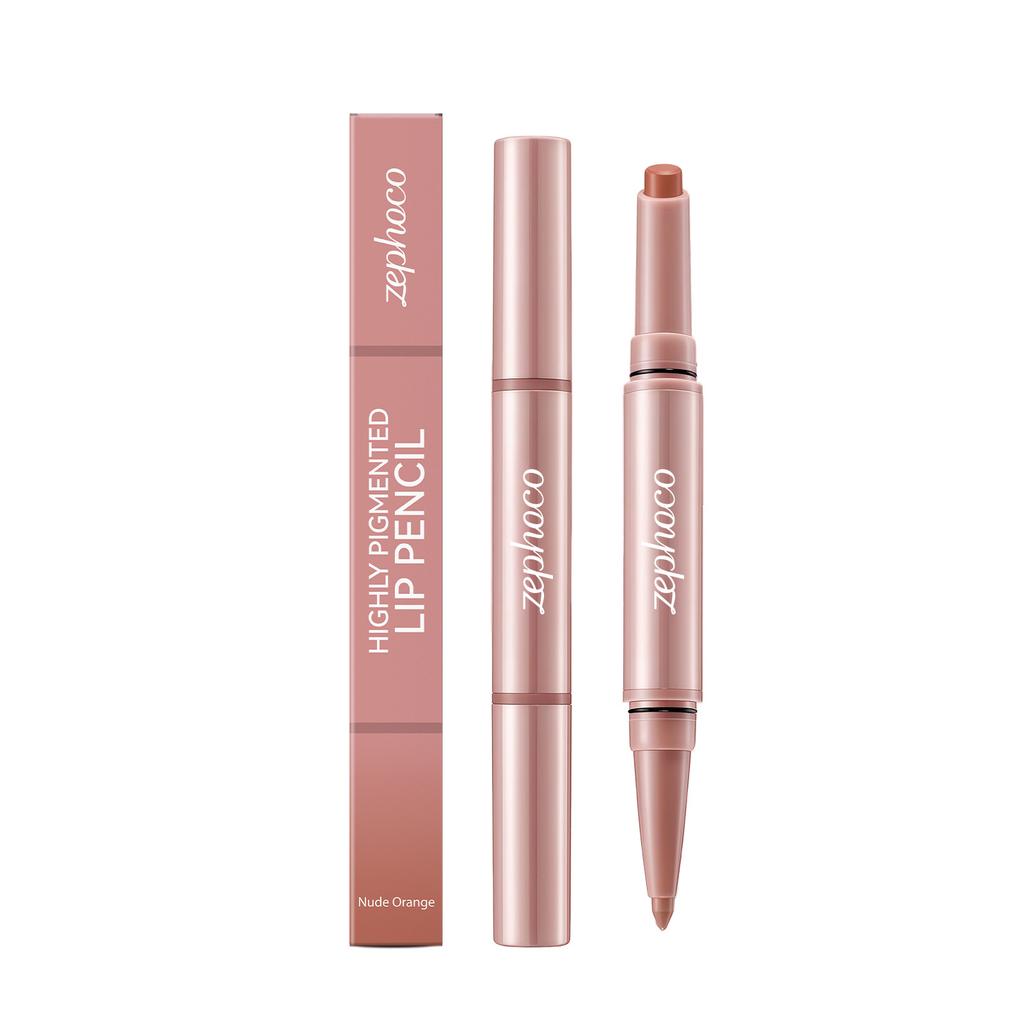 Zephoco Dual Ended Lip Pencil, Matte Lip Liner & Lipstick 2 in 1, Long Lasting Lip Makeup, Soft Moisturizing Smooth Lip Pen, Daily Lip Cosmetics