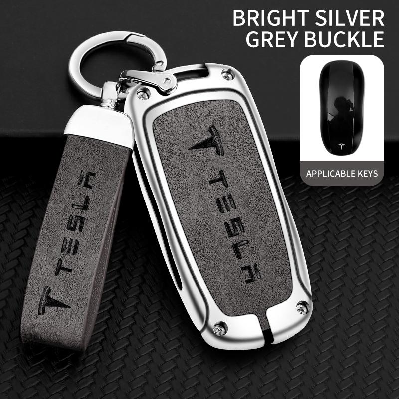 CSNK3 Zinc Alloy Car Fob Smart Remote Key Case Cover Holder For Tesla Model 3 Model S Model Y Model X Protector Keychain Accessories