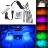 4 шт. Автомобильные светодиодные ленты RGB, светодиодные ленты, цвета, стайлинг автомобиля, декоративные атмосферные лампы, освещение салона автомобиля с пультом дистанционного управления 12 В
