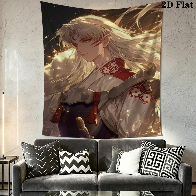 Inuyasha Wall Tapestry Aesthetic Wall Hanging Printed Fabric Blanket Decorative Tapestries for Bedroom Living Room Home Decor