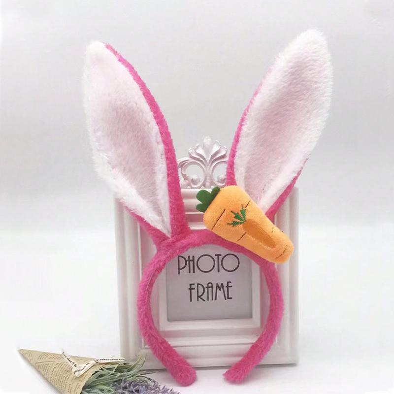 1 шт. повязка на голову с ушками пасхального кролика, милые плюшевые ушки кролика, повязка на голову с морковкой, аксессуары для волос, женская и для девочек, украшение для повязки на голову