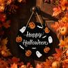 Haunted House Door Sign Halloween Hanging Sign, Wooden Front Hanger Wreath, Cute Eye-catching Ghost Welcome for Porch Wall Indoor Home Decoration