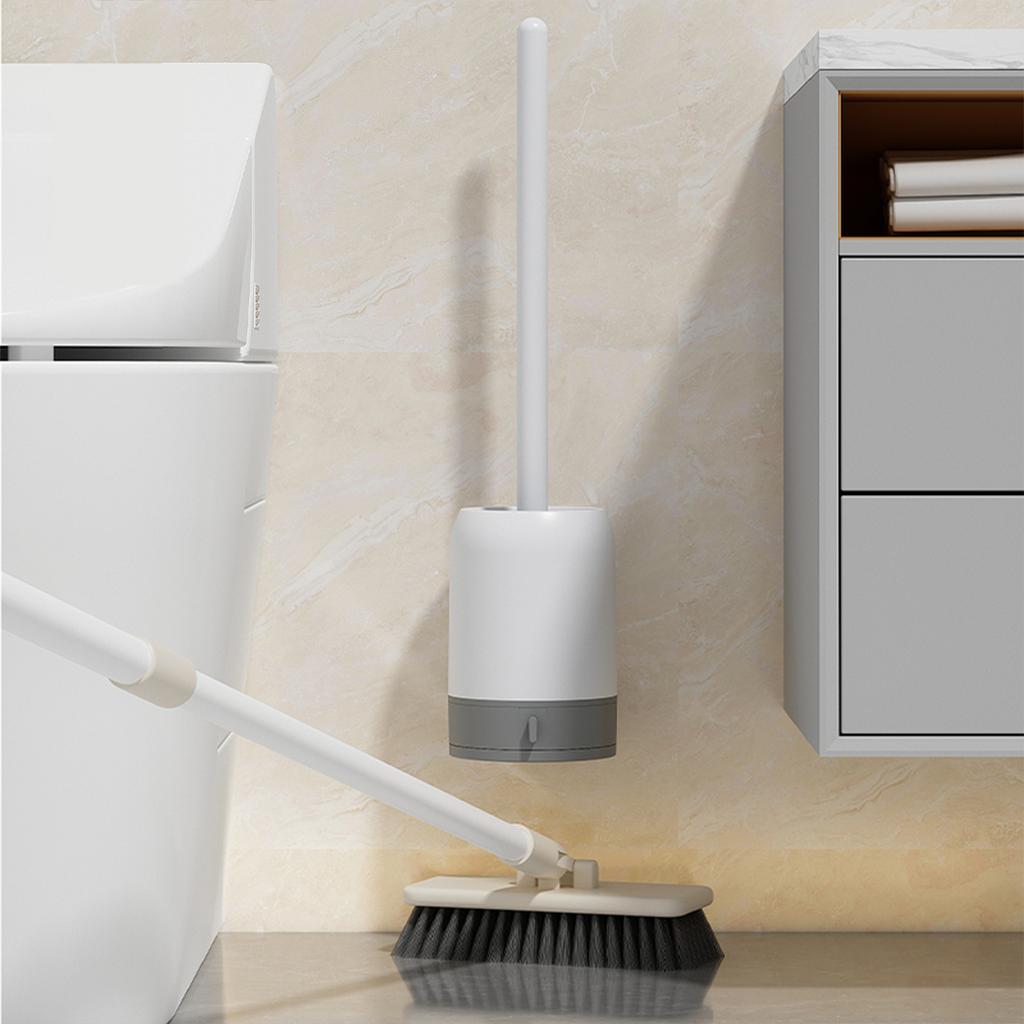 Wall Mounted Extended Handle Toilet Brush With Drain Holder No Dead Corners Toilet Cleaning Brush Bathroom Accessories