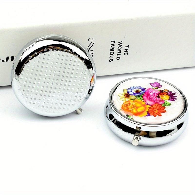 1PC Portable Travel Essential Pill Splitters Pill Case Container for Medicines Organizer Metal, Jewelry Box, Compartmentalized Storage