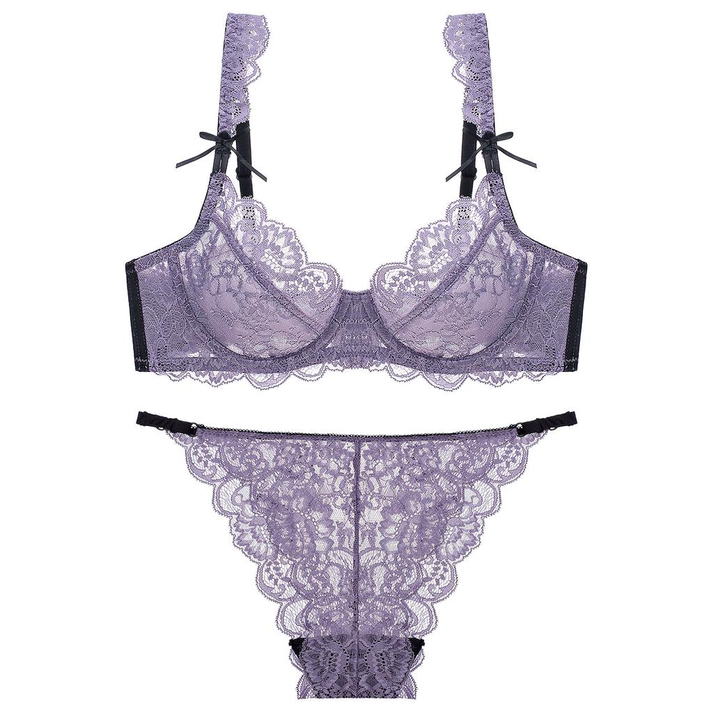 Французское сексуальное кружевное нижнее белье женское летнее ультратонкое дышащее большого размера нижнее белье большая грудь маленькая защита от провисания бюстгальтер