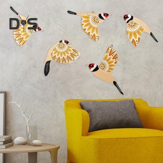 5 Pcs Wooden Bird Decor Rustic Flying Birds Wall Decoration Home Office Wall Art Bird Ornaments Gift for Bird Lovers
