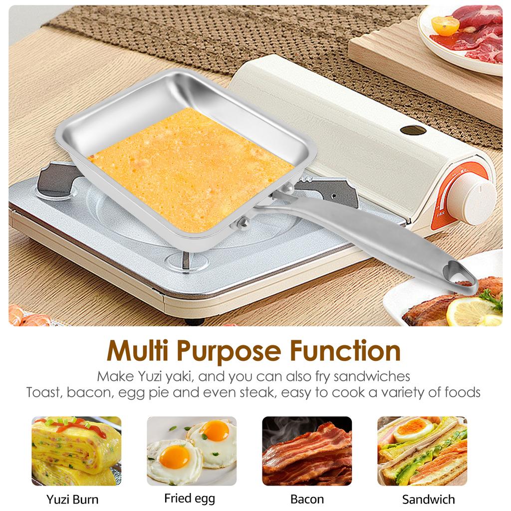 Сковорода из нержавеющей стали в японском стиле Тамаки с термостойкой ручкой, многофункциональная кастрюля из нержавеющей стали