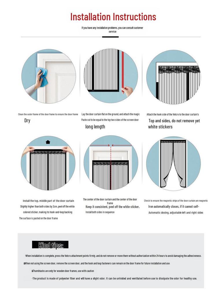 Magnetic Mosquito-Proof Door Curtain: Punch-Free Soft Gauze with Velcro Edge