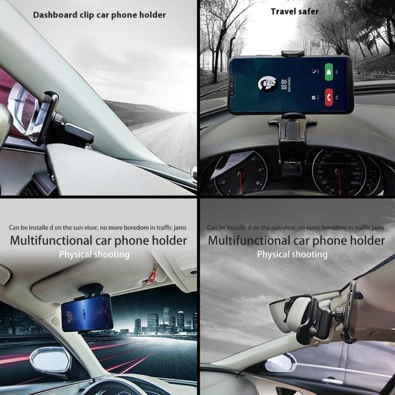 Adjustable Car Phone Holders Dashboard Windshield Visors Mount Plastic Dashboard Phone Mount for Smartphones 3 to 7 Inches