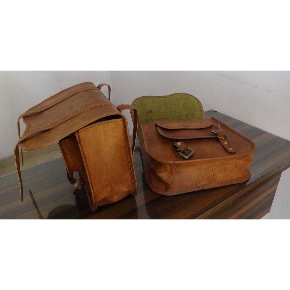 3 Motorcycle Saddle Goat Leather Bags Saddlebag Luggage Bag For Sportster